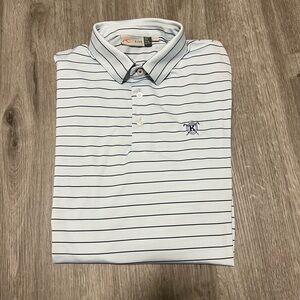 KJUS Men's Light‎ Blue & Navy Striped Polo, size XL